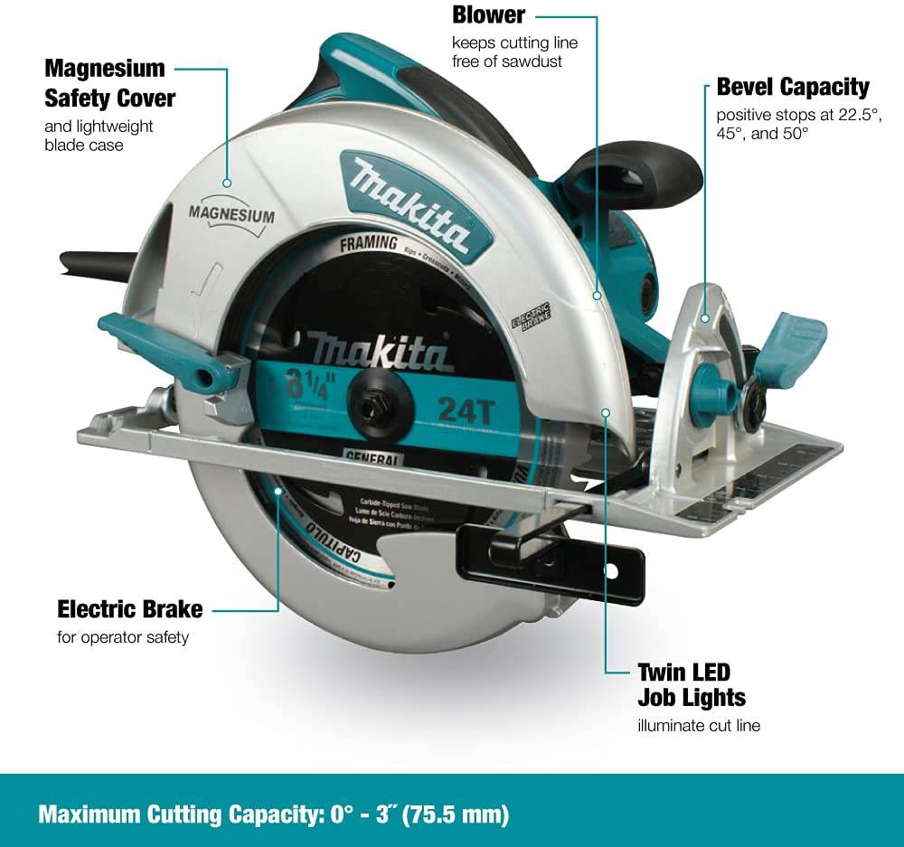 Makita 5008MGA Sierra circular de magnesio de 8-1/4" con freno eléctrico - DIGVICE MX