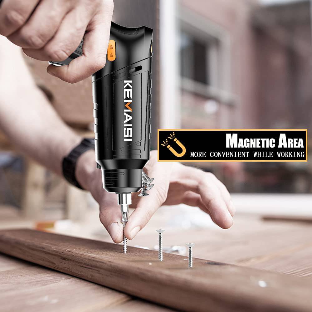 KEMAISI (13 en 1) Juegos de destornilladores eléctricos inalámbricos de 4,2 V con luz de trabajo LED, destornillador eléctrico recargable con batería de iones de litio de 2000 mAh, destornillador de posiciones de mango ajustable - DIGVICE MX