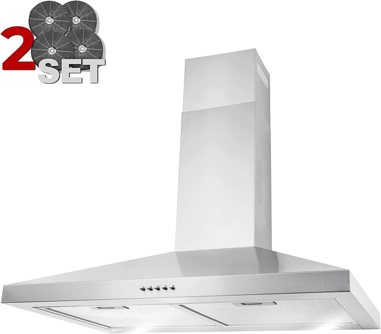 AKDY Campana extractora de montaje en pared de 30" en acero inoxidable con LED, control de presión y 2 filtros de carbón - DIGVICE MX