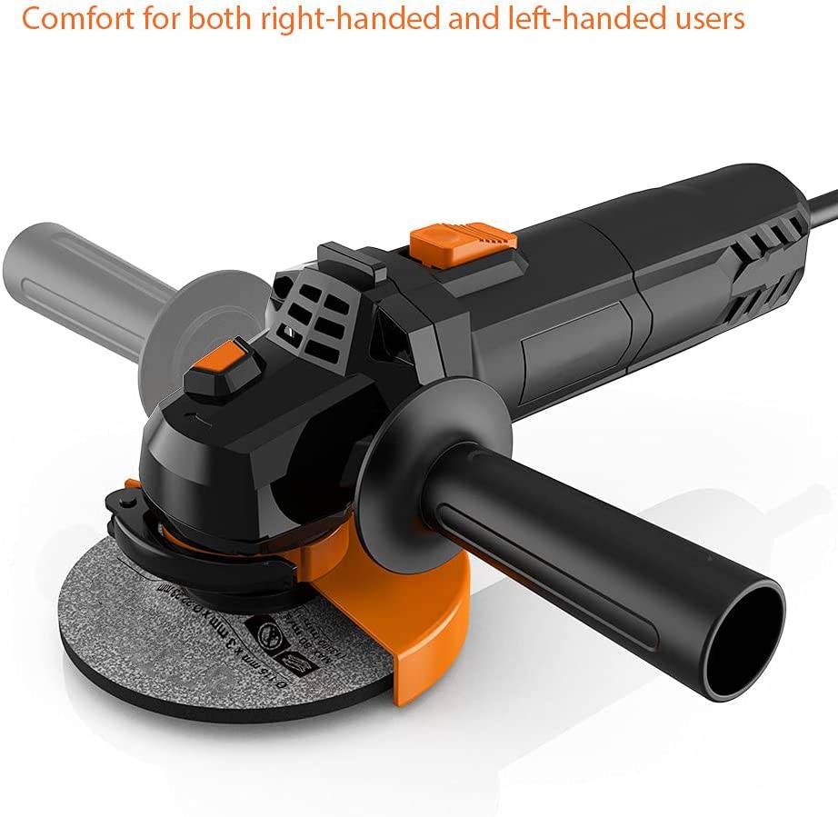 Amoladora angular Visterk, amoladora eléctrica de 6 amperios y 4-1/2 pulgadas con 3 ruedas abrasivas de 115 mm, 3 ruedas abrasivas de corte, disco de láminas y mango auxiliar - DIGVICE MX