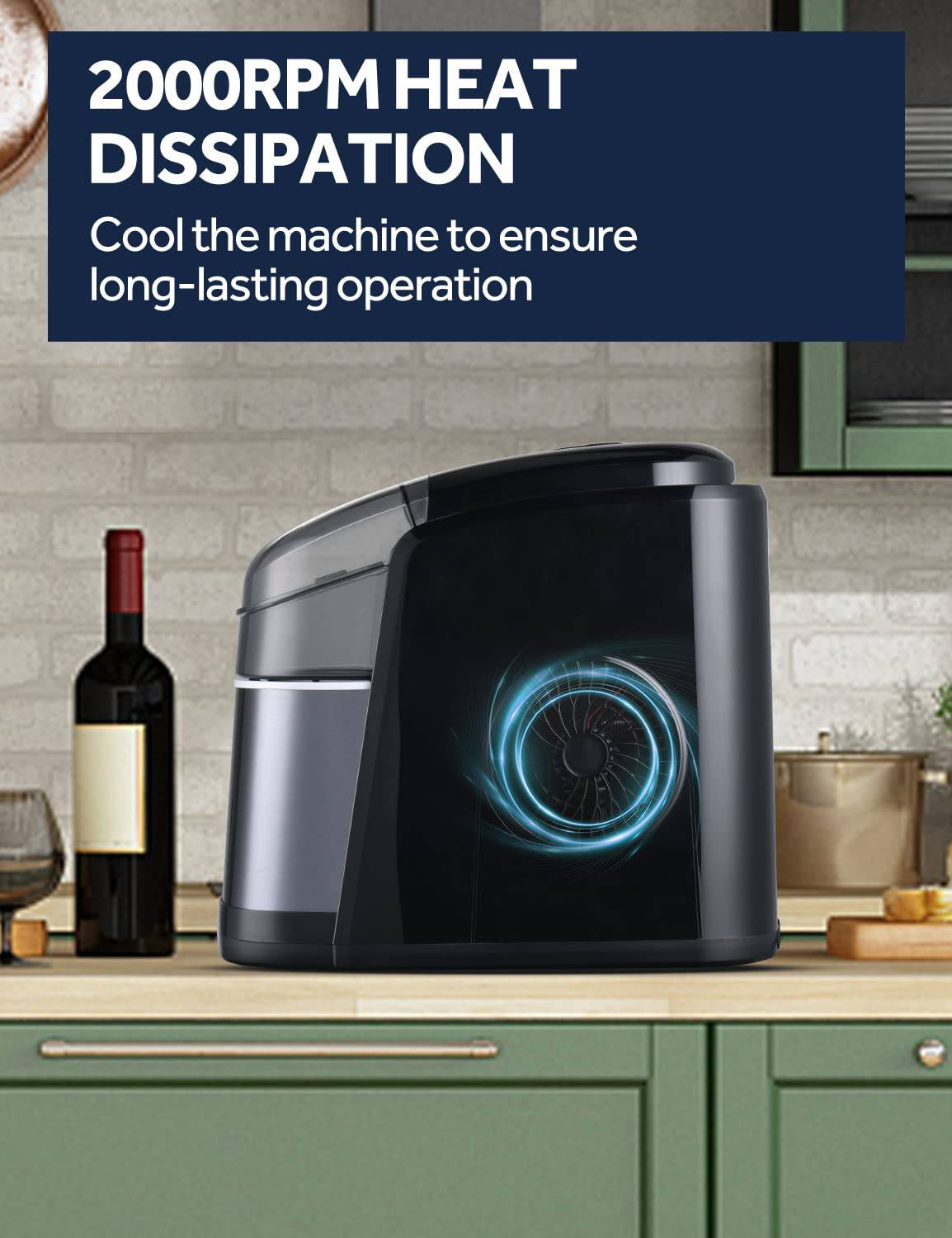 FREE VILLAGE - Máquina para hacer hielo para encimera, función de autolimpieza, portátil de 26 libras/24 horas, 9 hielo listo en 6 minutos, compacta con cuchara para hielo y cesta - DIGVICE MX