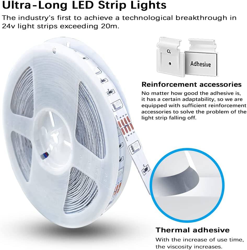 Cozylady Tira de luces LED WiFi de 65.6 pies, tiras de luces LED inteligentes compatibles con Alexa, Google Home, tira de luces LED de sincronización de música RGB inteligente. - DIGVICE MX