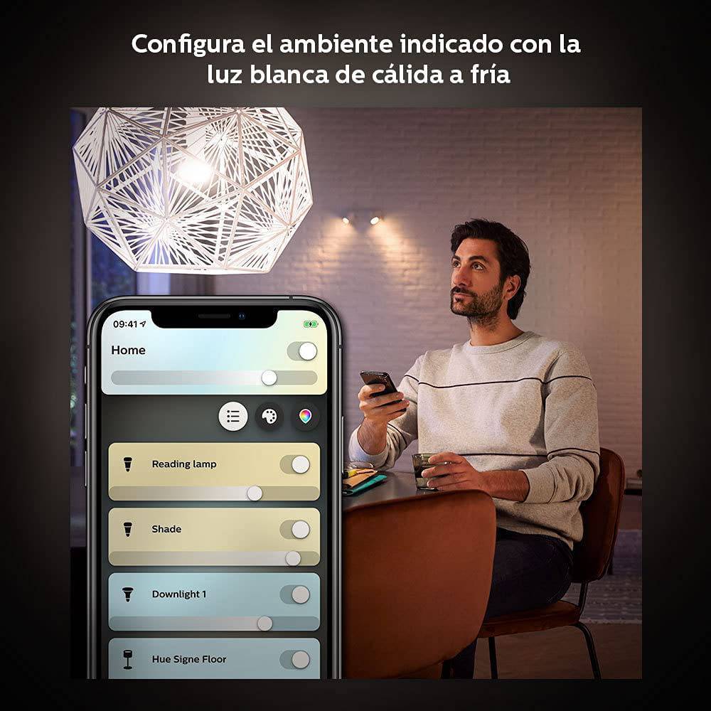 Paquete de 2 bombillas LED BR30 Philips Hue White Ambiance, compatibles con Bluetooth y Zigbee (Hue Hub opcional), latas/luces empotradas, funciona con Alexa y Google Assistant: un dispositivo certificado para humanos - DIGVICE MX
