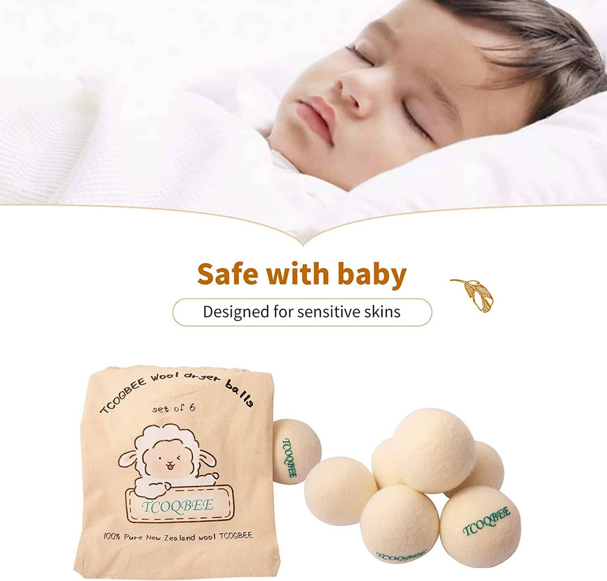 TCOQBEE Bolas de lana reutilizables para secadora Organic XL, paquete de 6, 100 % lana orgánica premium de Nueva Zelanda, suavizante de telas naturales para la ropa, acelera el tiempo de secado, reduce los costos de energía - DIGVICE MX