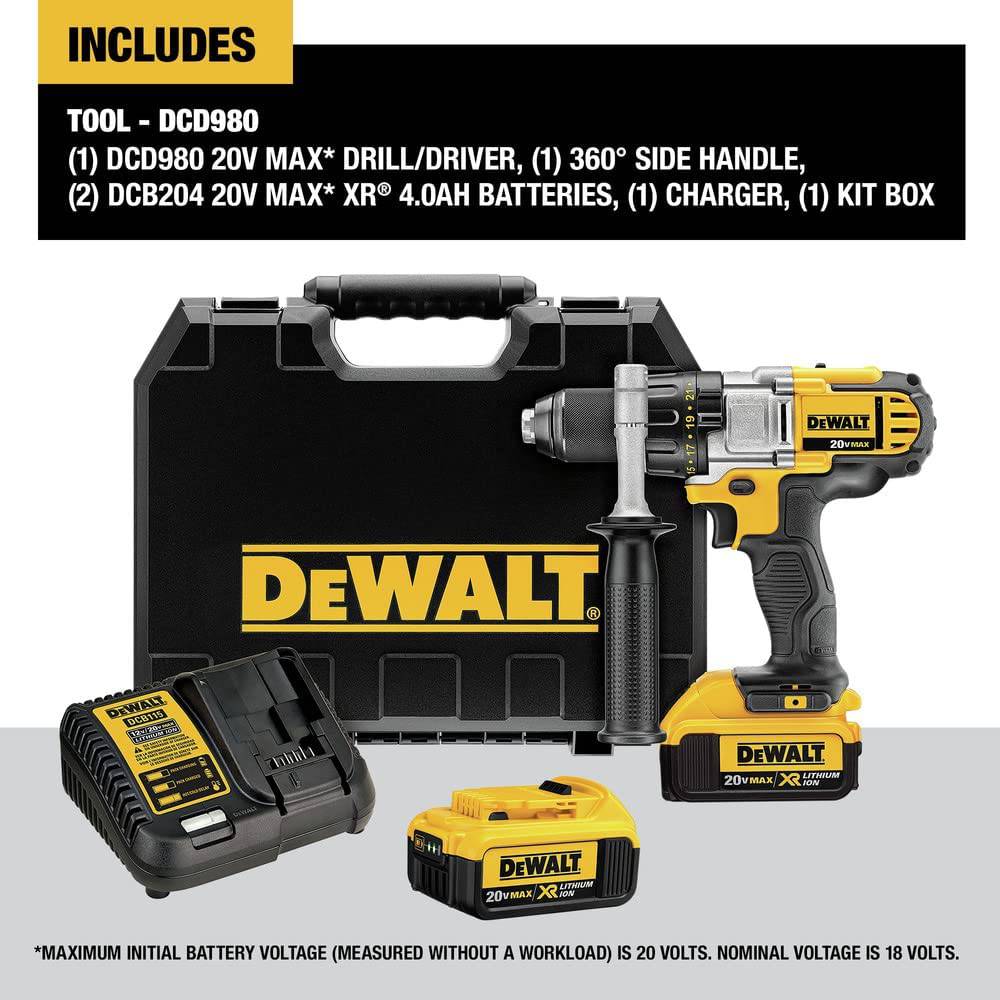 DeWalt DCD980 M2 20 V max XR Li-Ion Premium Drill/Driver Kit de 3 velocidades - DIGVICE MX