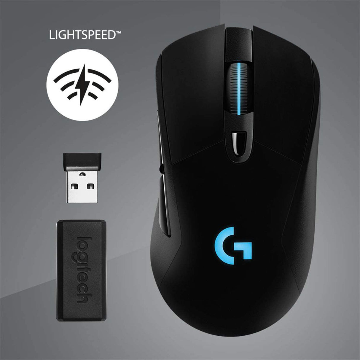 Logitech G703 - Ratón inalámbrico para juegos Lightspeed con sensor Hero 25K, compatible con PowerPlay, Lightsync RGB, ligero 95G+10G opcional, 100-25, 600 DPI, empuñaduras laterales de goma - Negro