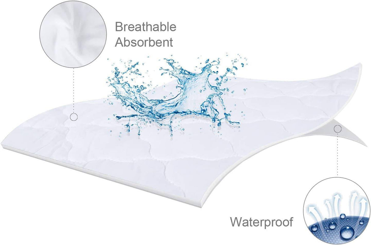 Biloban - Funda impermeable para colchón de cuna para Pack N Play - Almohadilla ajustable de 39" x 27" para colchón Graco Playard | Colchones mini y portátiles Playard - Acolchado ultrasuave lavable - Blanco - DIGVICE MX