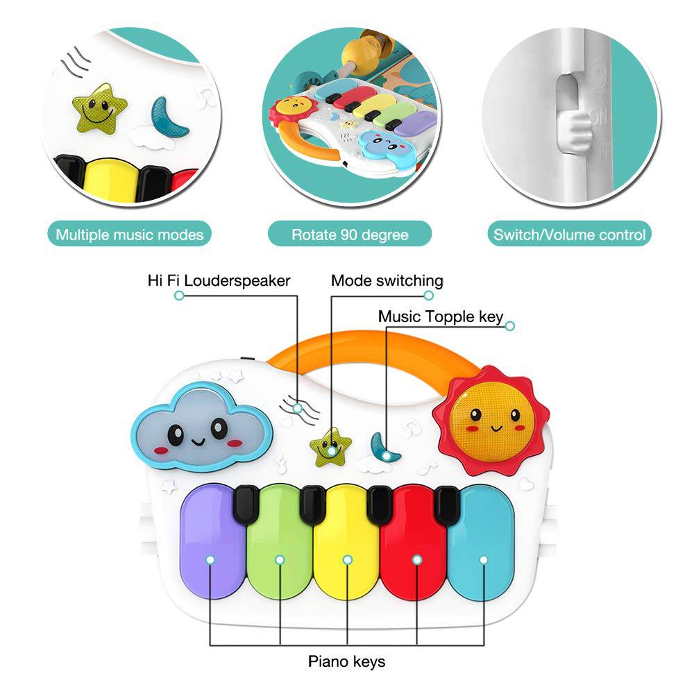 Eners Baby Gyms Play Mats Centro de actividades musicales Kick & Play Piano Gym Tummy Time Colchoneta acolchada para recién nacidos (verde) - DIGVICE MX