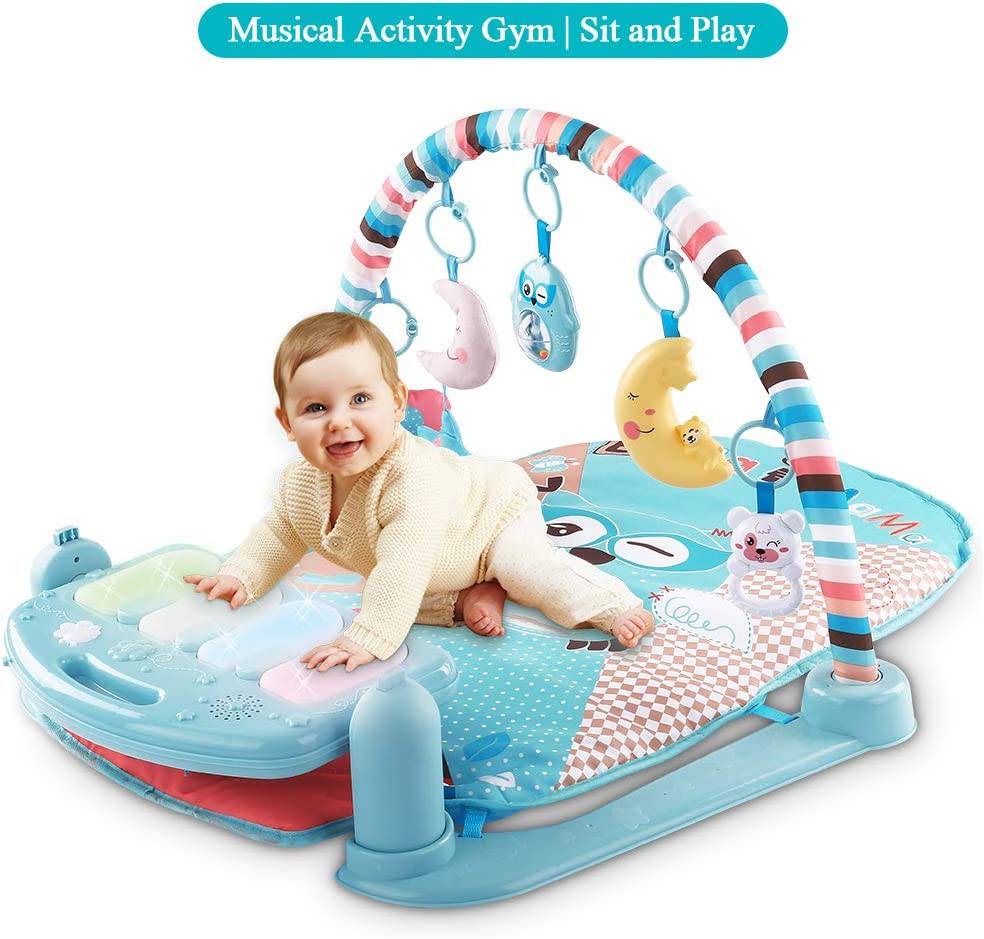 TEMI Baby Gym Toys & Activity Play Mat, Kick and Play Piano Gym Center con música y luces, juguetes de aprendizaje electrónico para bebés, niños pequeños, recién nacidos, niñas y niños de 1 a 36 meses - DIGVICE MX