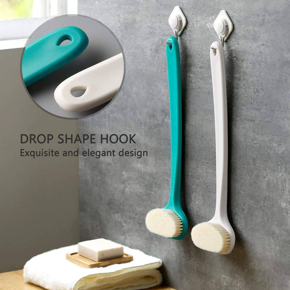 Greenrain - Cepillo corporal de baño mejorado con cerdas cómodas Mango largo Exfoliación suave Mejora la salud y la belleza de la piel Ducha de baño Cepillo corporal de cepillado húmedo o seco (14 pulgadas, blanco)