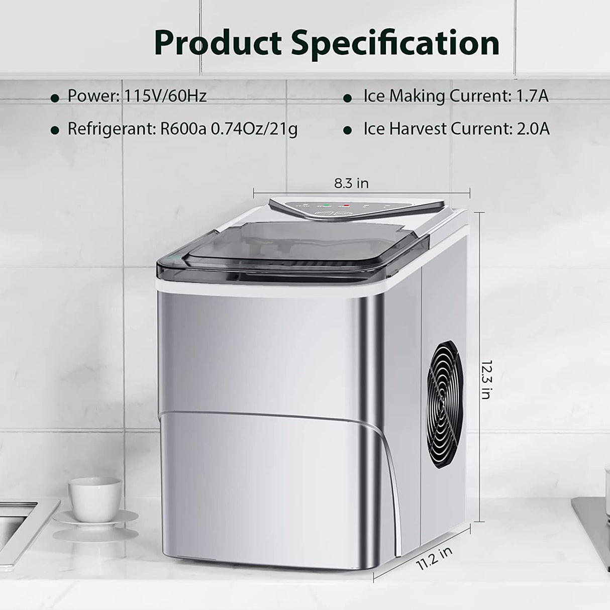 FZF - Encimera para hacer hielo, función de autolimpieza, portátil para hacer cubitos de hielo, 9 cubitos de hielo listos en 6 minutos, 26 libras 24 horas - DIGVICE MX