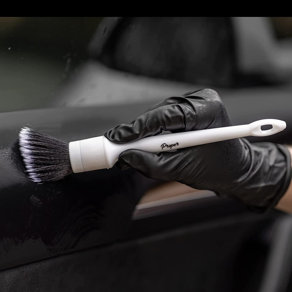 PROPER DETAILING CO. Juego de cepillos para detalles de automóviles, paquete de 2 cepillos para detalles suaves, interior o exterior limpio, pantallas de infoentretenimiento, emblemas, cepillo para detalles automotrices