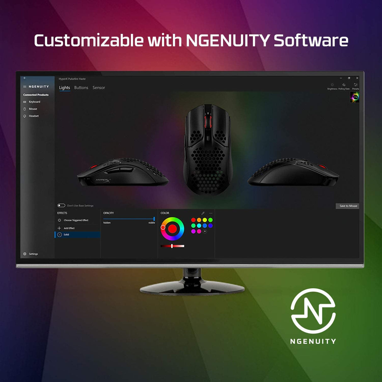 HyperX Pulsefire Haste: mouse para juegos, ultraligero, 59 g, carcasa de nido de abeja, diseño hexagonal, RGB, cable USB HyperFlex, hasta 16000 DPI, 6 botones programables