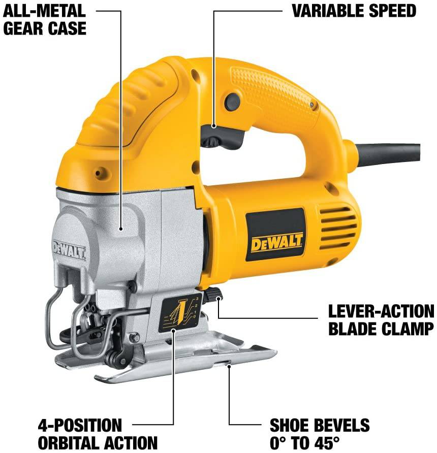 Sierra caladora DEWALT, manija superior, 5.5 amperios, con cable (DW317K) - DIGVICE MX