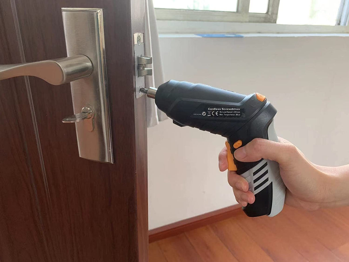 XUEPENG Destornillador eléctrico, juego de destornilladores inalámbricos recargables de 4,2 V con accesorios de 45 piezas, batería de iones de litio, pistola de tornillo eléctrica con 2 posiciones ajustables y luces LED para atornillar DIY - DIGVICE MX