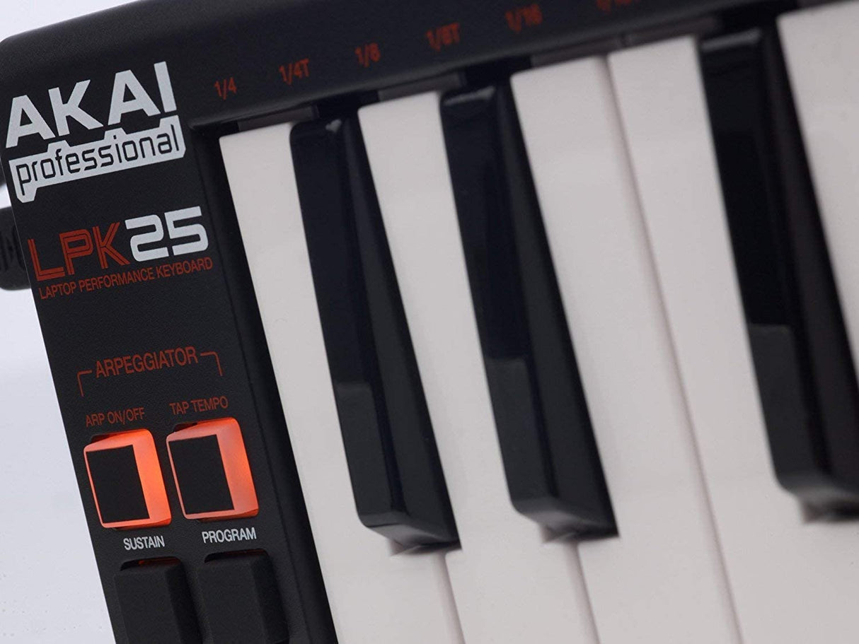 AKAI Professional LPK25 - Controlador de teclado USB MIDI con 25 teclas de acción de sintetizador sensibles a la velocidad para portátiles (Mac y PC), software de edición incluido, multicolor