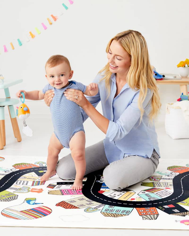 Skip Hop Baby Play Mat, tapete de piso de espuma reversible, 86" x 52", Vibrant Village - DIGVICE MX