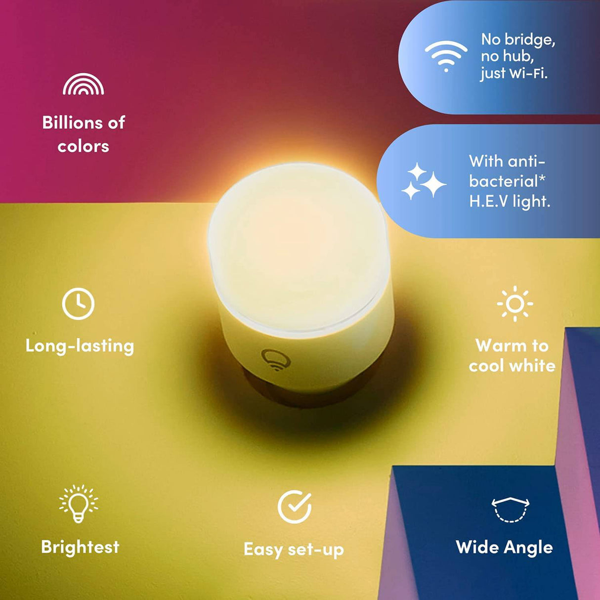 LIFX Clean, A19 1100 lúmenes, a todo color con HEV antibacteriano, bombilla LED inteligente Wi-Fi, no requiere puente, compatible con Alexa, Hey Google, HomeKit y Siri (paquete de 2) - DIGVICE MX