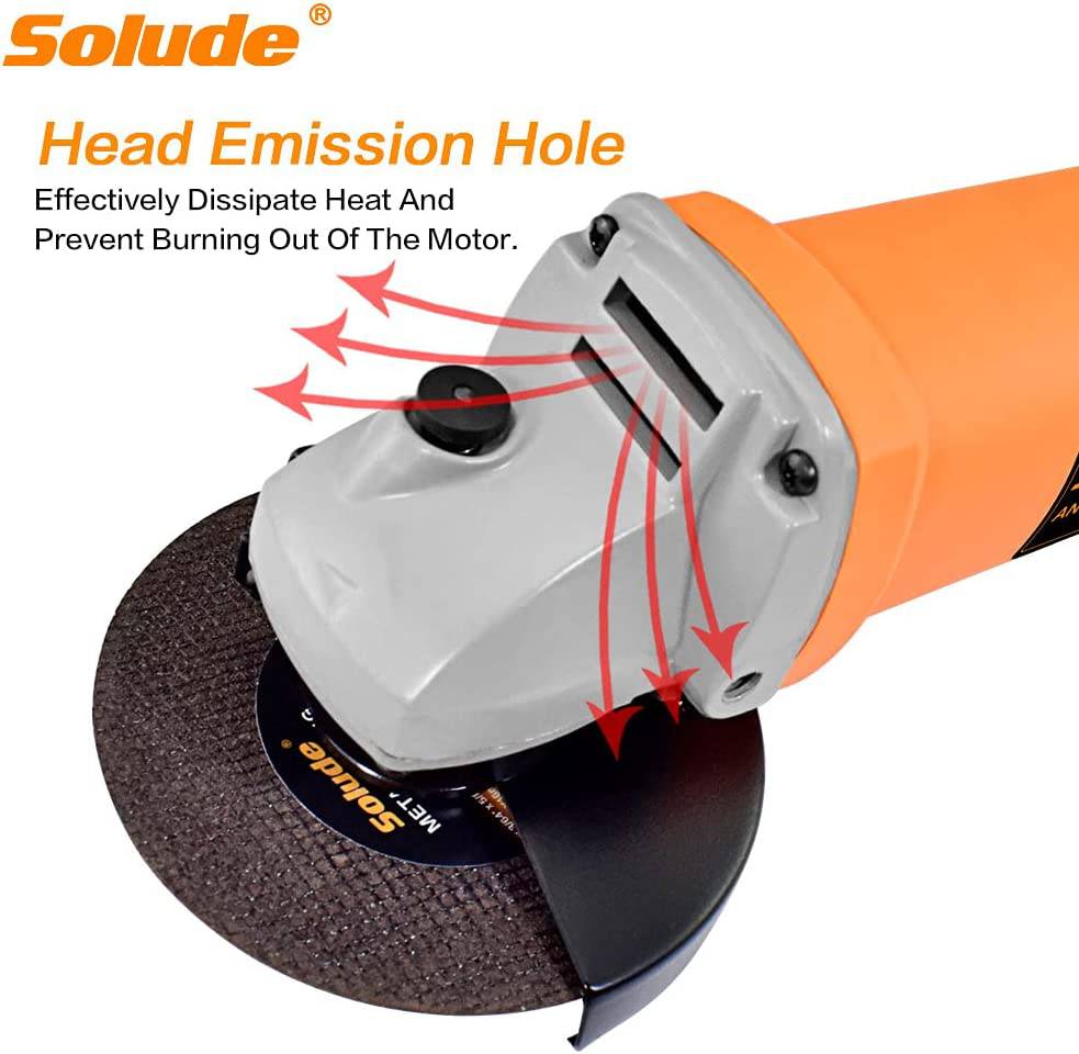 SOLUDE- Amoladora angular, herramienta de amoladora eléctrica de 5 pulgadas con 4 ruedas de molienda, 5 ruedas de corte y mango de 2 posiciones, amoladora de mano portátil para metal, madera, corte y molienda de azulejos - DIGVICE MX
