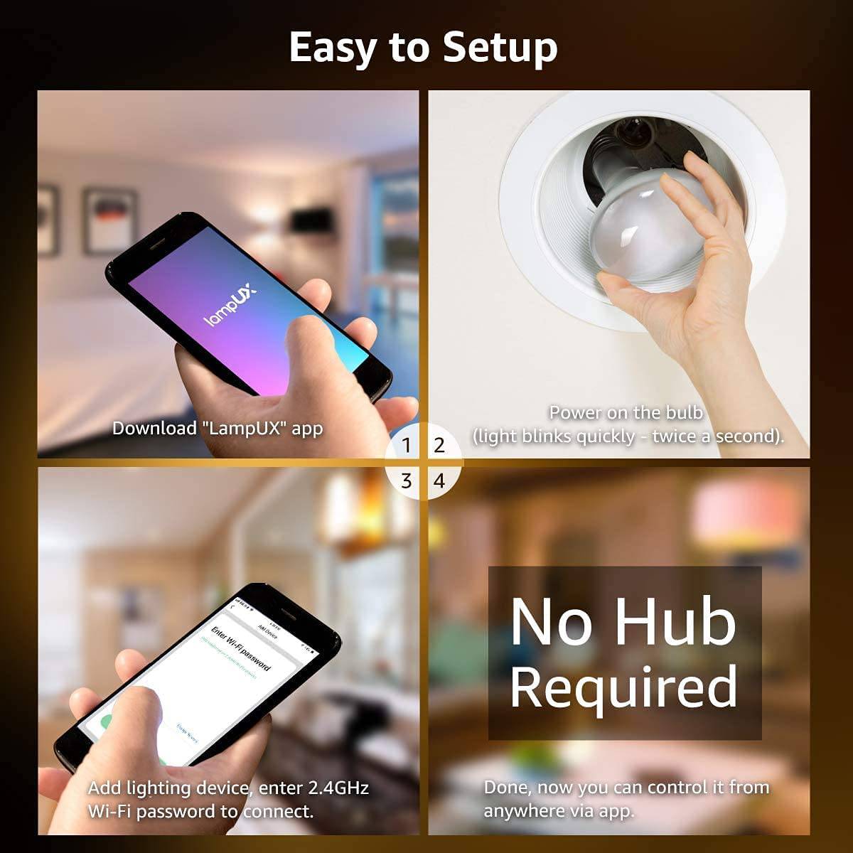 LEPRO - Bombillas LED de inundación, bombilla WiFi inteligente BR30, funciona con Alexa y Google Assistant, luces que cambian de color RGBW, 8 W = 65 W, 700 lúmenes, bombillas empotrables regulables para latas, base E26, paquete de 2 - DIGVICE MX