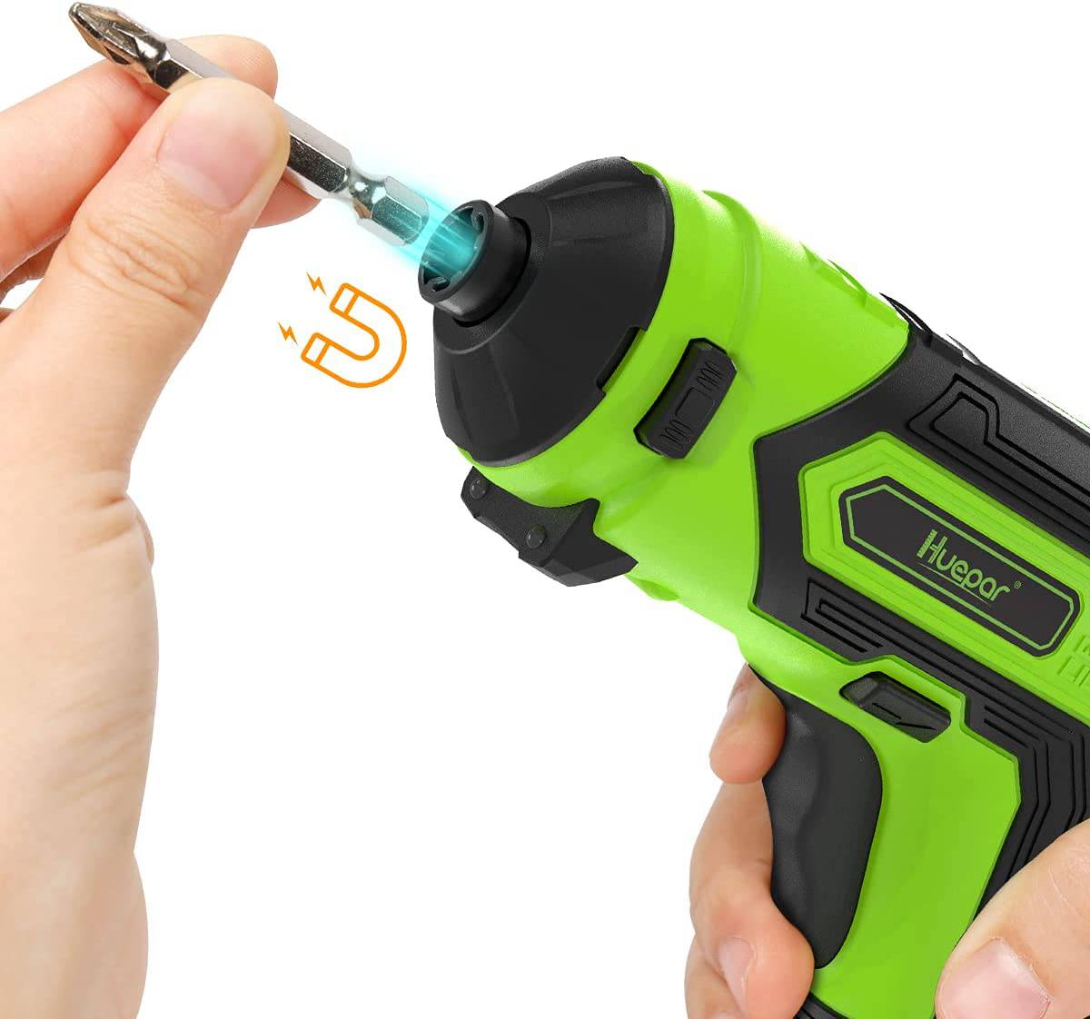 Huepar Destornillador inalámbrico 4V 1.5Ah Max 6Nm Kit de destornillador eléctrico Recargable Pistola de tornillo con 4 accesorios de repuesto-2 Luz LED, 9+1 Ajuste de par y Juego de 35 bits, Cable USB para el hogar DIY CS04 - DIGVICE MX