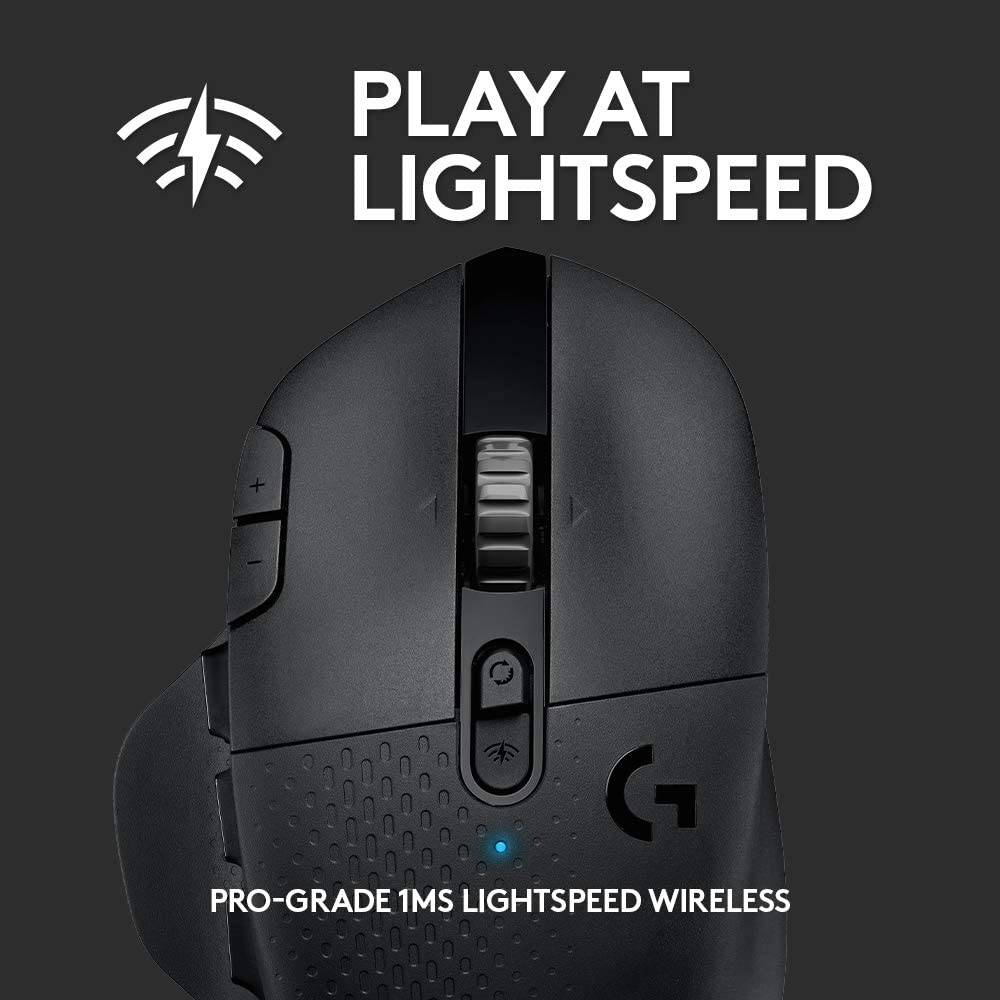 Logitech G604 LIGHTSPEED - Ratón inalámbrico para juegos con 15 controles programables, hasta 240 horas de duración de la batería, dos modos de conectividad inalámbrica, rueda de desplazamiento hiperrápida - Negro