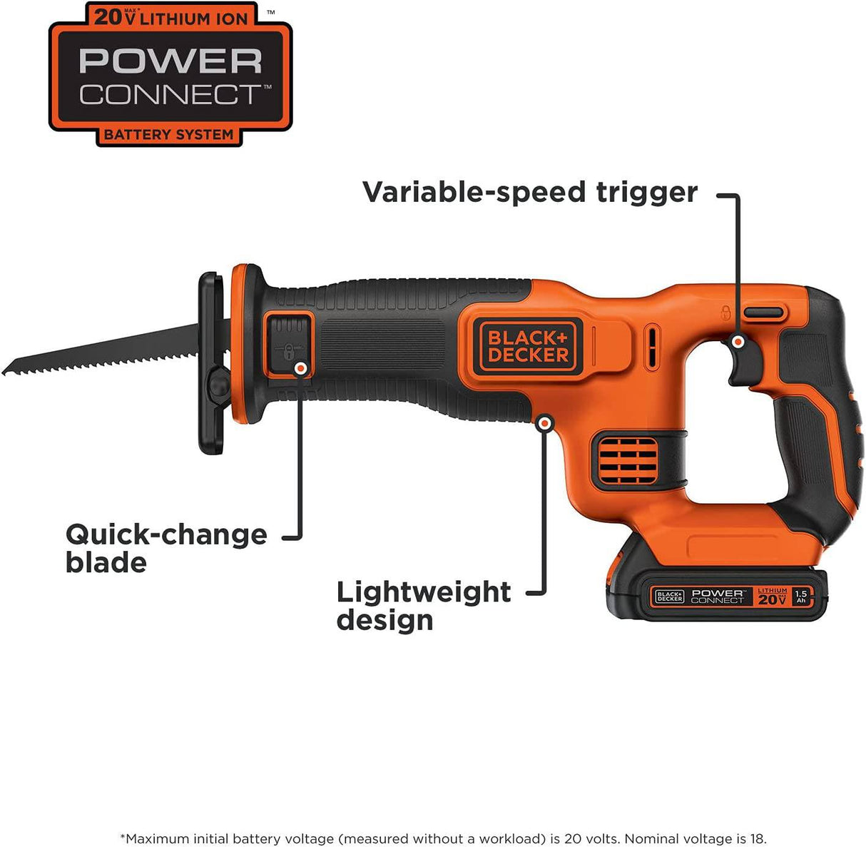 BLACK+DECKER 20V MAX* Kit de sierra recíproca inalámbrica (BDCR20C) - DIGVICE MX