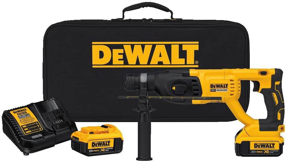 DEWALT 20V MAX* XR Kit de taladro de martillo rotatorio, mango en D, 1 pulgada (DCH133M2) - DIGVICE MX