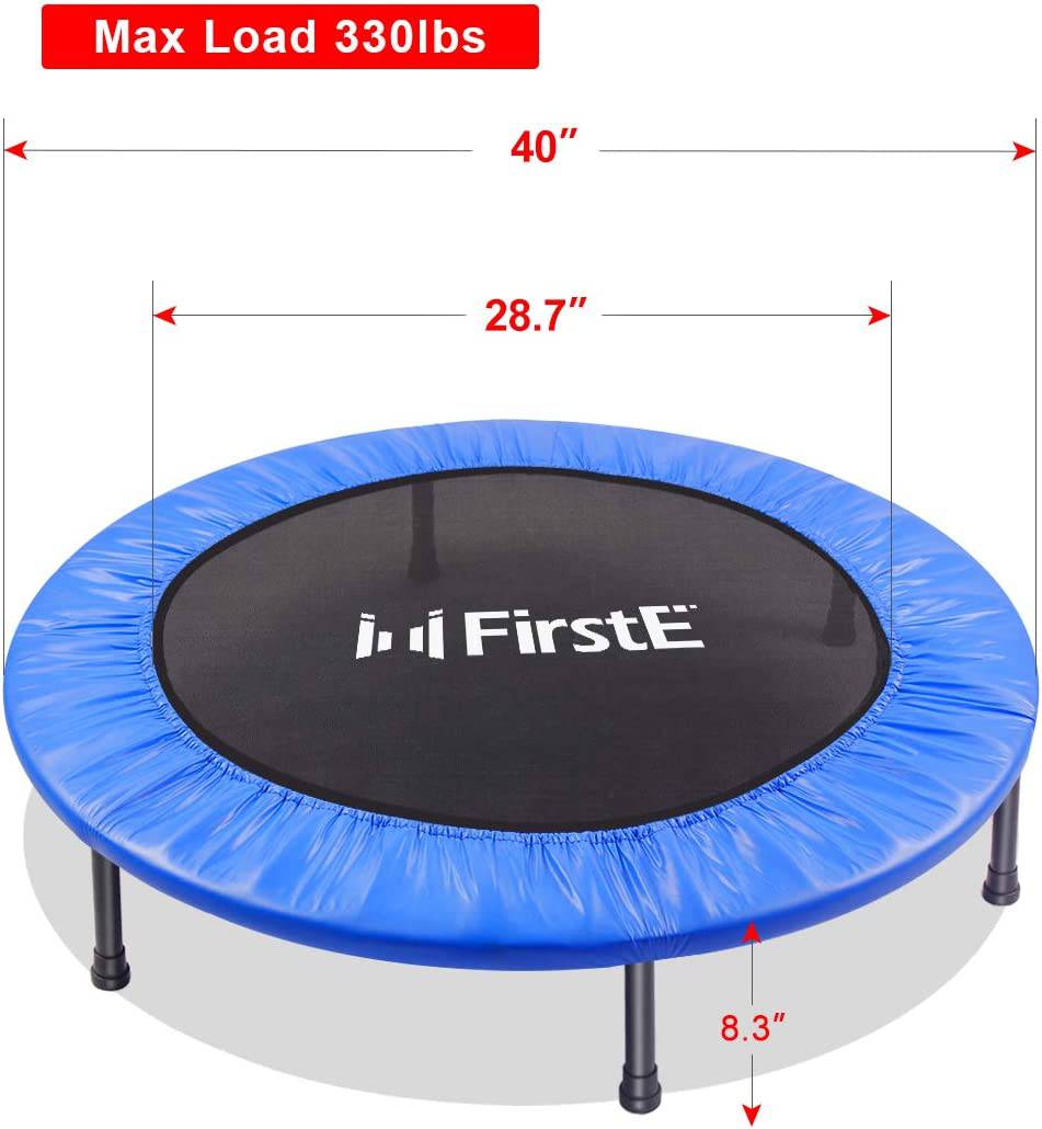 FirstE - Trampolin de fitness plegables de 40 pulgadas, reboteador recreativo para trampolín de salto Excersize para niños y adultos en interiores y exteriores, carga máxima de 330 libras