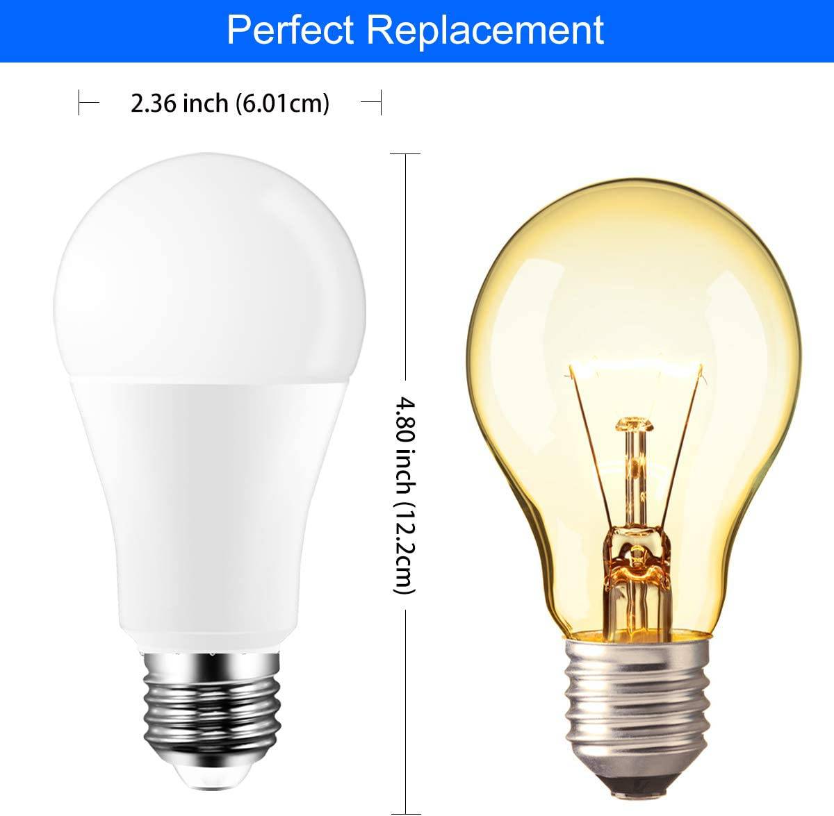 ILC - Bombilla LED que cambia de color RGBW controlada por aplicación, sincronización con música, regulable RGB multicolor equivalente a 60 W E26 tornillo Edison (2 unidades) - DIGVICE MX