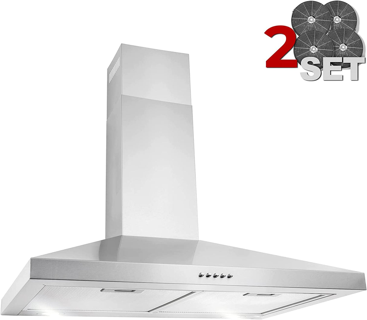 AKDY Campana extractora de montaje en pared de 30" en acero inoxidable con LED, control de presión y 2 filtros de carbón - DIGVICE MX