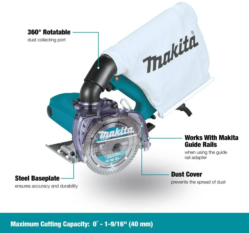 Makita 4100KB Sierra para mampostería en seco de 5", con extracción de polvo - DIGVICE MX