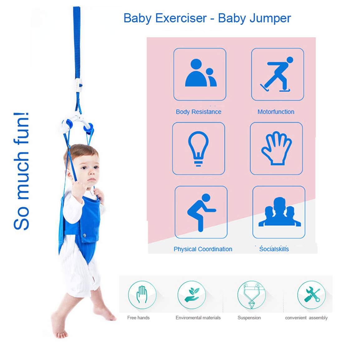 Gaorui - Juego creativo de puentes para puerta de bebé, gorila ajustable para bebé, juguetes para bebé, columpio para andador (azul) - DIGVICE MX