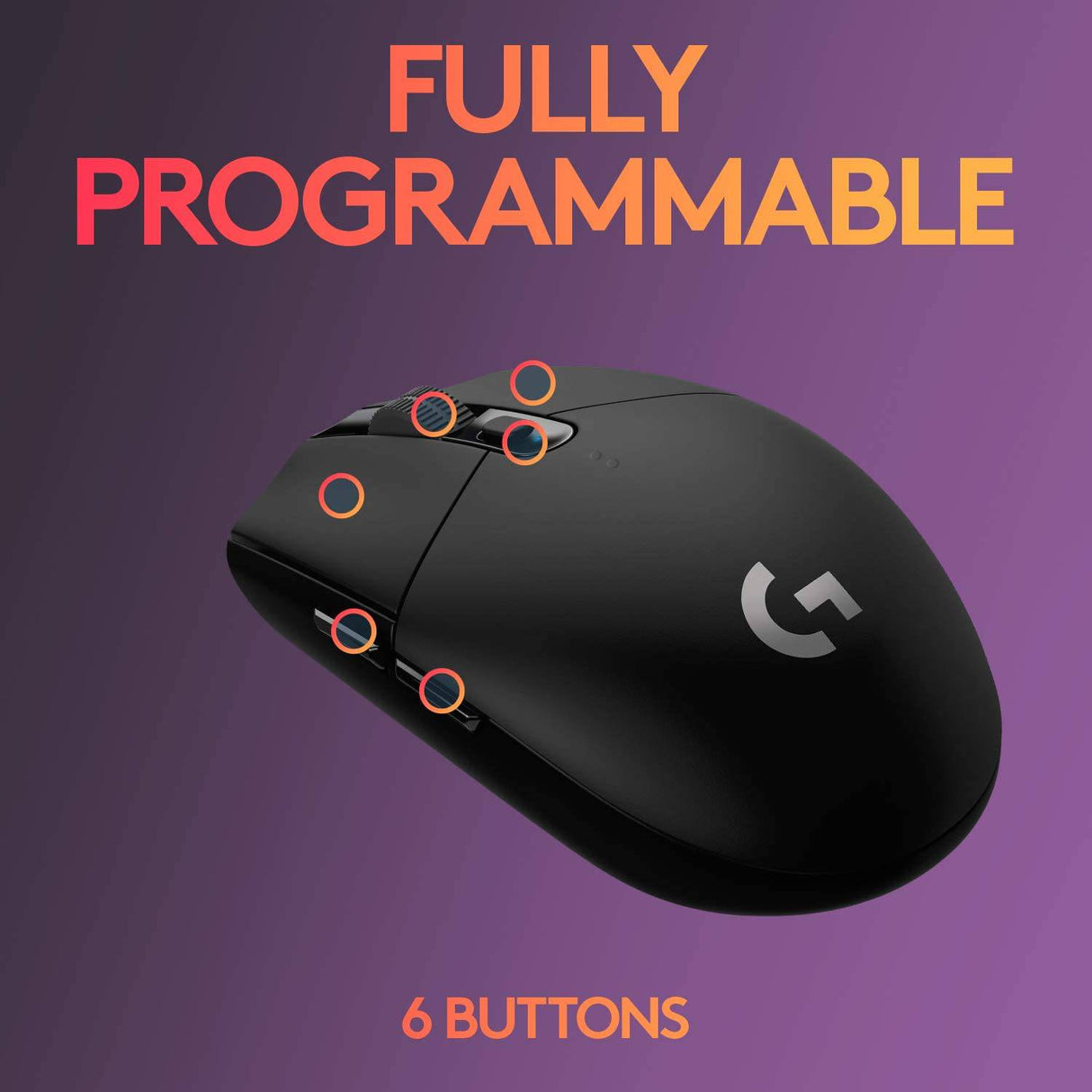 Logitech G305 LIGHTSPEED - Ratón inalámbrico para juegos, sensor Hero 12K, 12,000 DPI, liviano, 6 botones programables, 250 h de duración de la batería, memoria integrada, PC/Mac - Negro