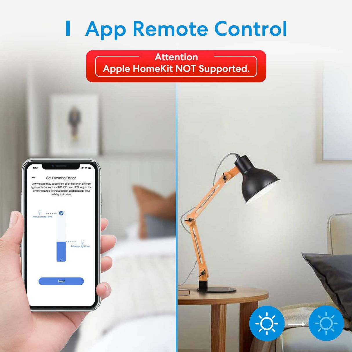 MEROSS Interruptor de atenuación inteligente de un solo polo - Meross Interruptor de luz WiFi inteligente para LED regulable, compatible con Alexa, Asistente de Google, cable neutro requerido 4PK - DIGVICE MX