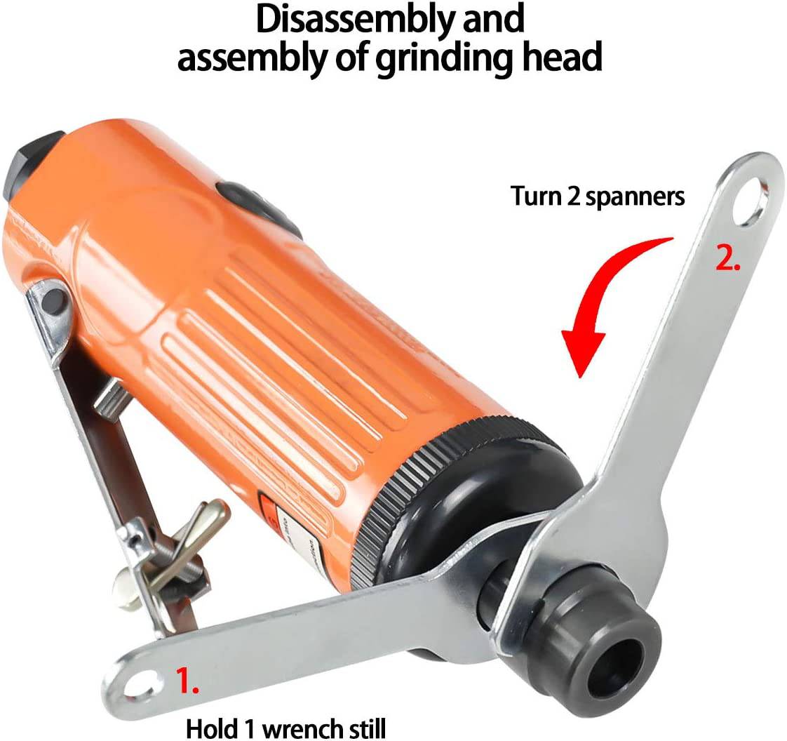 Sutekus Kit de amoladora de aire de 1/4 pulgadas, juego de herramientas de compresor de aire rotativo, lijadora neumática, acelerador de aire compacto con pinzas de 1/4 y 1/8 pulgadas (naranja) - DIGVICE MX