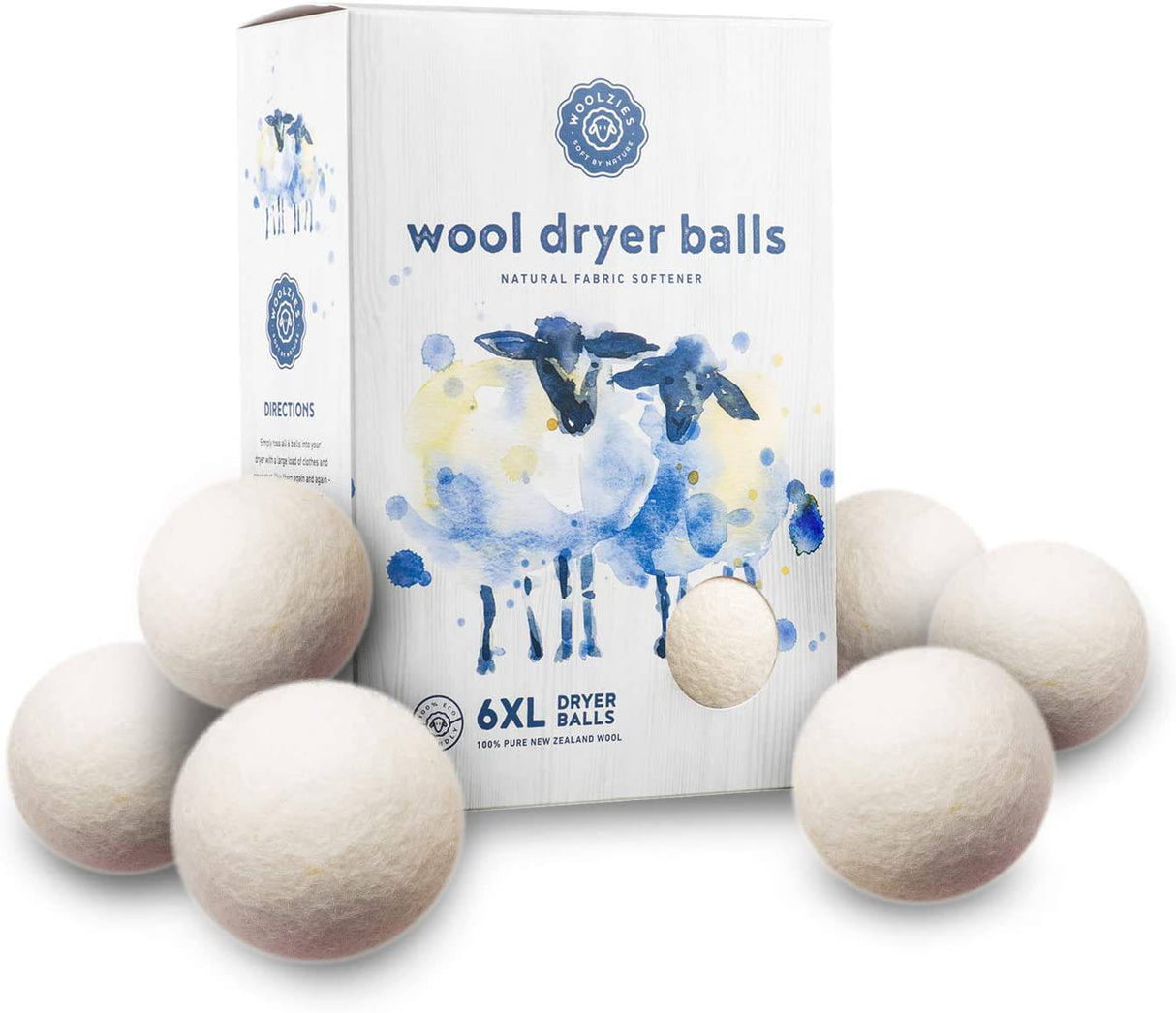 Woolzies Bolas de lana para secadora orgánicas: 6 bolas de lavandería XL para secadora + 10 ml de aceite esencial Still Breeze Combo para usar como suavizante de telas 100% puro y natural | La mejor colada de ovillos de lana perfumada - DIGVICE MX