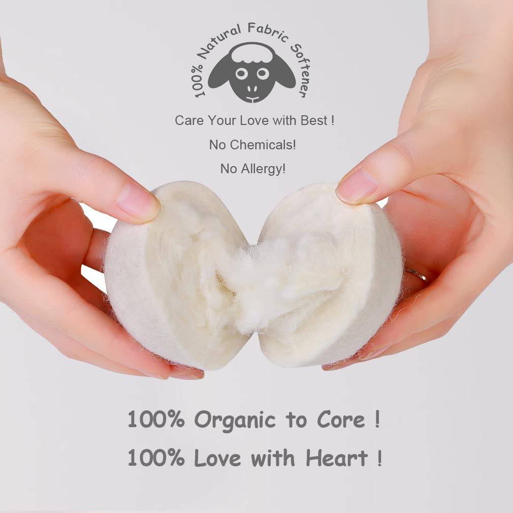 Budieggs - Bolas de lana para secadora orgánicas XL, paquete de 6, 100 % suavizante de telas sin químicos de Nueva Zelanda para más de 1000 cargas, seguro para bebés e hipoalergénico, reduce las arrugas y acorta el tiempo de secado de forma natural - DIGVICE MX