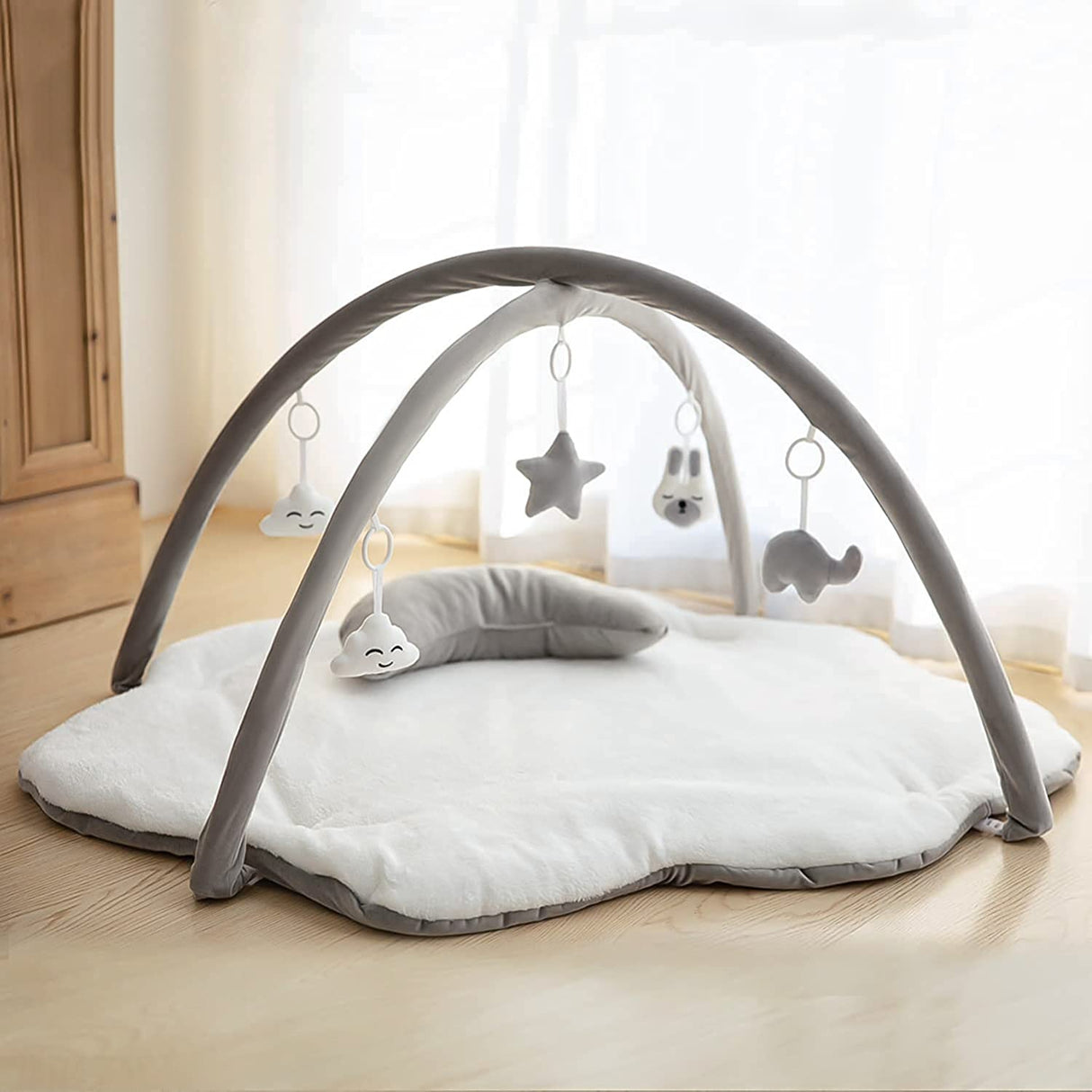 Razee - Colchoneta de gimnasia para bebés Gimnasio de actividades para bebés Centro de actividades de gimnasia para bebés con colchoneta acolchada de franela súper suave con 5 juguetes para bebés como regalo de ducha - DIGVICE MX