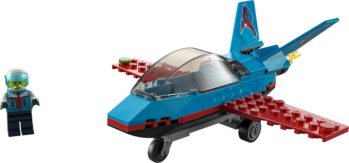 LEGO City Great Vehicles Stunt Plane 60323 Juego de juguetes de construcción para niños, niños y niñas a partir de 5 años (59 piezas)