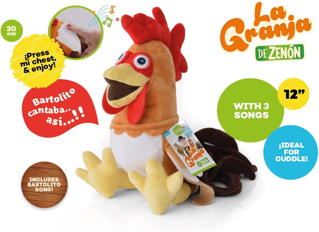La Granja De Zenon Gallo Bartolito 14 in. Musical Plush Granja de Zenón El Reino Infantil - 8002AH