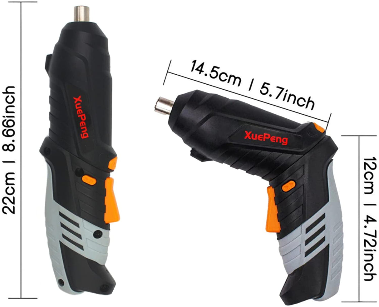 XUEPENG Destornillador eléctrico, juego de destornilladores inalámbricos recargables de 4,2 V con accesorios de 45 piezas, batería de iones de litio, pistola de tornillo eléctrica con 2 posiciones ajustables y luces LED para atornillar DIY - DIGVICE MX