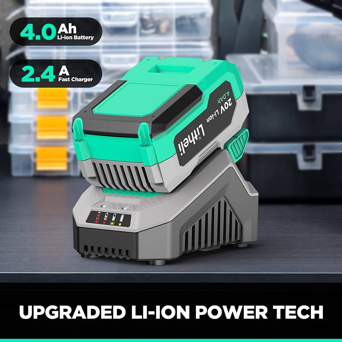 Litheli - Amoladora angular inalámbrica de 20 V, 4-1/2 pulgadas, herramienta de corte de metal/herramienta de pulido con batería de 4,0 Ah y cargador rápido, amoladora de mango ajustable para cortar y moler madera y metal - DIGVICE MX