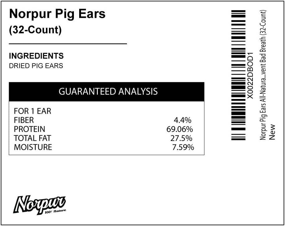 Norpur Golosinas para perros con orejas de cerdo | Snack de entrenamiento natural y saludable | Proteína carnosa, sabor horneado | Promover la salud dental | Hecho en Canadá - DIGVICE MX