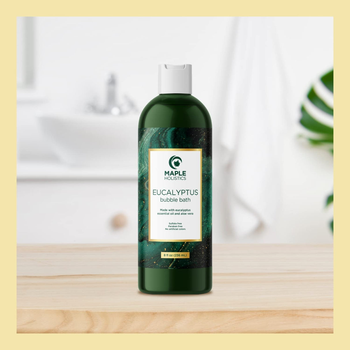Maple Holistics - Jabón de baño de burbujas de eucalipto premium, baño de burbujas sin sulfato con aceites esenciales relajantes con vitamina E, aceite de baño espumoso para piel seca con aceites de aromaterapia