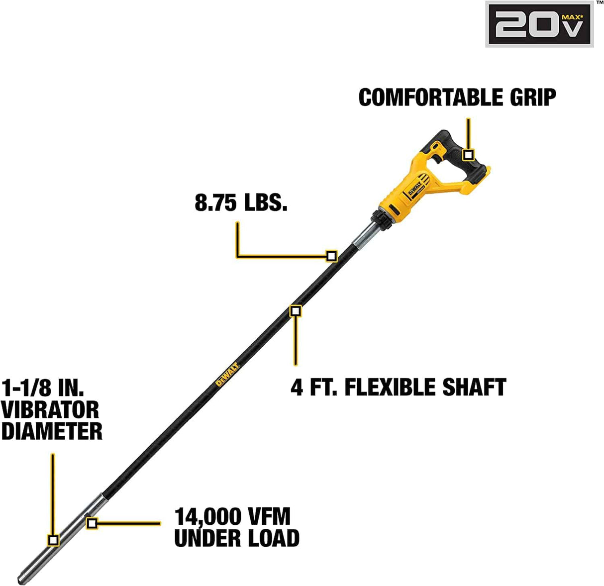 DEWALT 20V MAX* Lápiz vibrador, solo herramienta (DCE531B) - DIGVICE MX