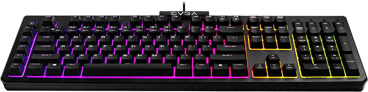 EVGA Z12 RGB - Teclado para juegos, LED retroiluminado RGB, 5 teclas macro programables, teclas multimedia dedicadas, resistente al agua, 834-W0-12US-KR
