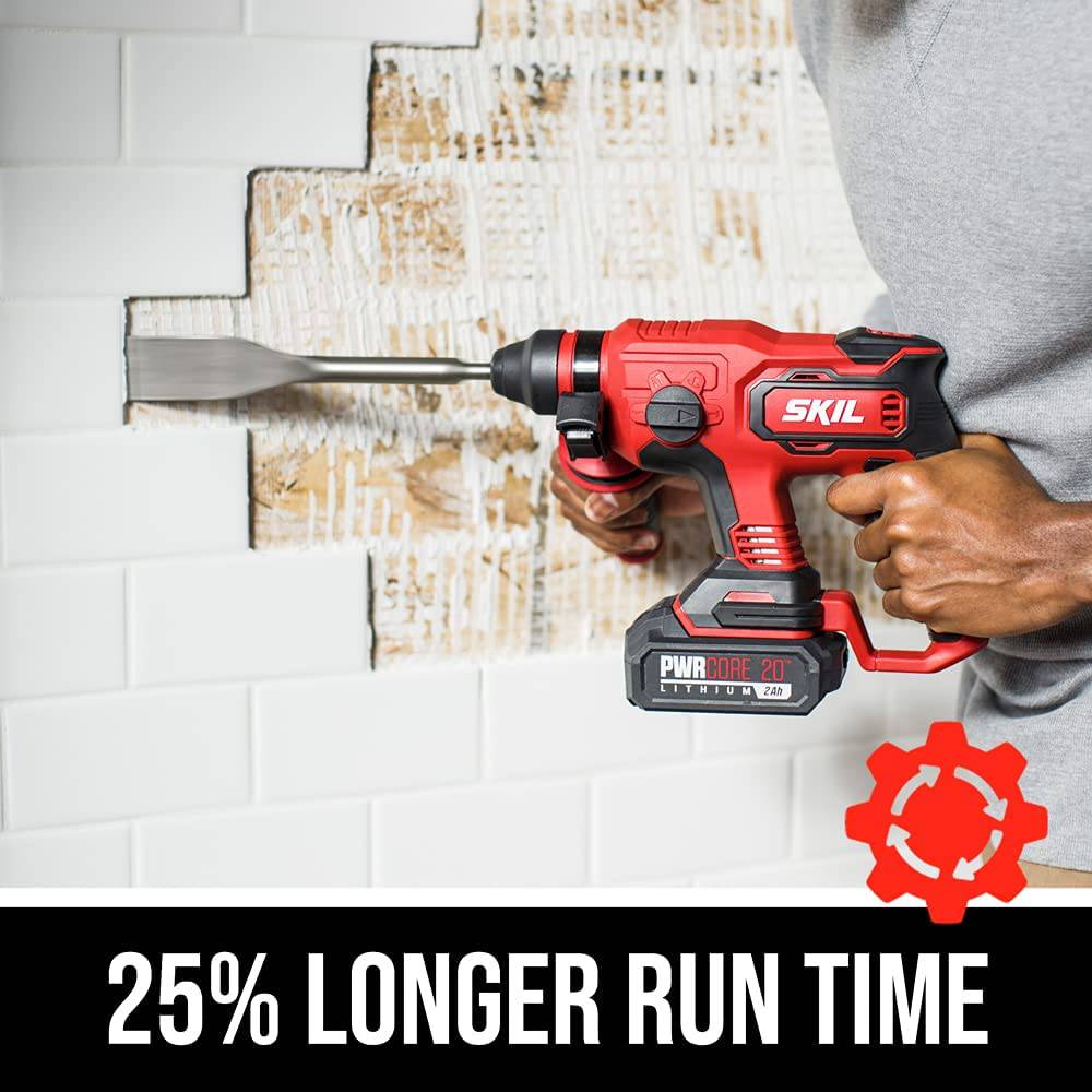 Skil PWRCore 20 Kit de martillo rotativo sin escobillas de 20 V y 7/8", incluye batería de 5,0 Ah, cargador PWRJump y adaptador USB PWRAssit - RH1704-1A - DIGVICE MX