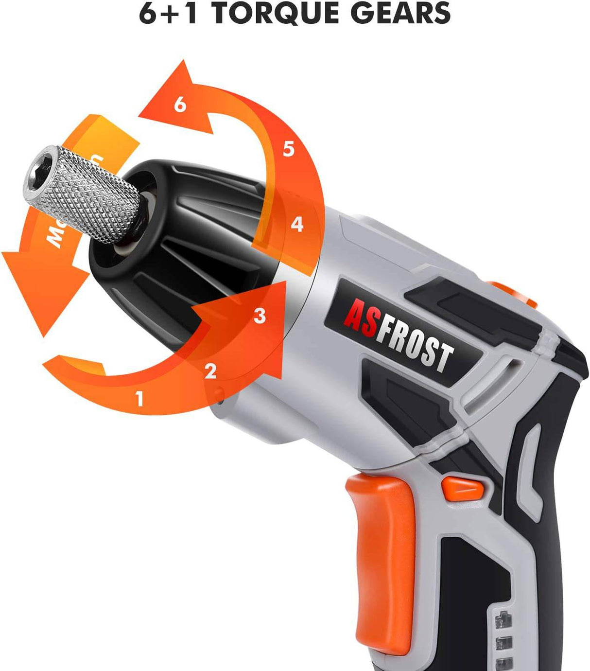 Destornillador eléctrico inalámbrico AsFrost 3.6V 2000mAh Recargable Pistola de tornillo y juego de puntas, 45 piezas de accesorios, 7 ajustes de torsión, mango de 2 posiciones con luz LED, eje flexible - DIGVICE MX