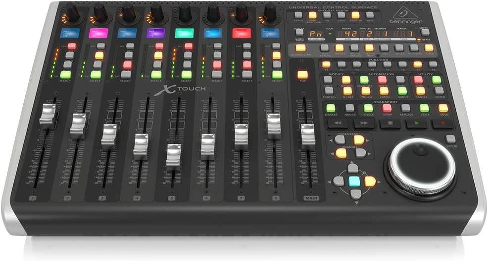 Behringer X-TOUCH Superficie de control universal con 9 faders de motor sensibles al tacto, tiras de garabatos LCD e interfaz Ethernet/USB/MIDI